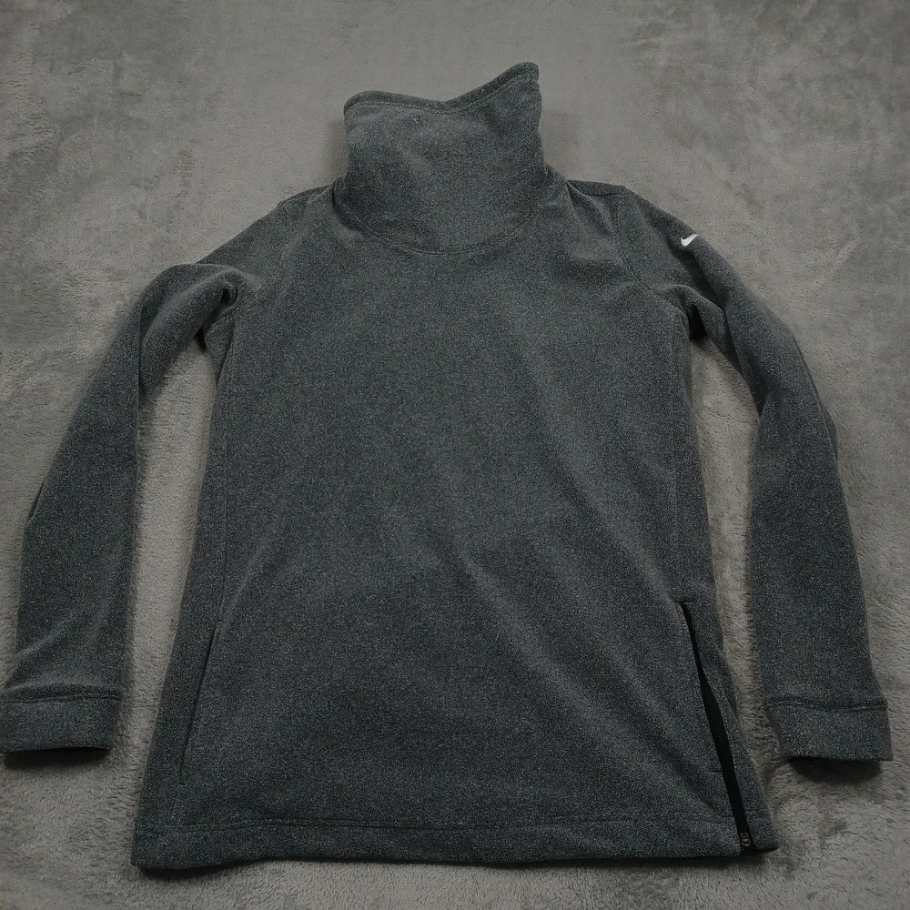 Nike Sweater Womens Medium Gray Dri Fit Tunic Fleece Activewear